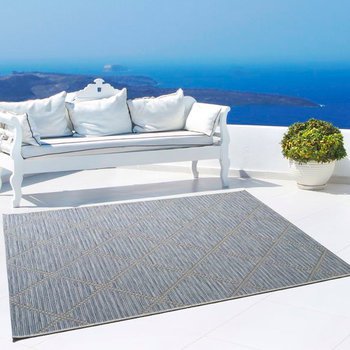 Alfombras 100% Polipropileno Alfombra exterior rombos azul 130x190